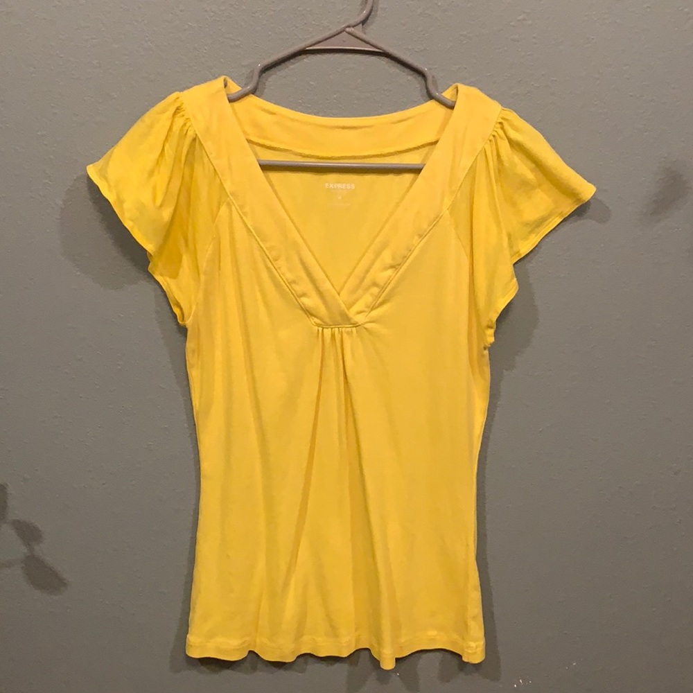 Express Sexy Basic Yellow V Neck Top - image 1